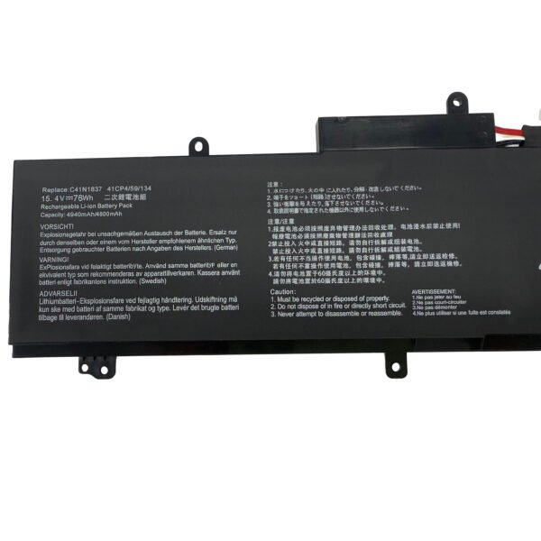 C41N1837 Replacement Laptop Battery for ASUS ROG Zephyrus G15 GA501I GA502 GA502D GA502DU GA502GU GA502IV GU502 GU502DU GX502GW GX532GV GU532GW GU502LU GU502LW GU502LV GX502LXS GX502GV GX502GW 0B200-03380100 15.4V 76Wh