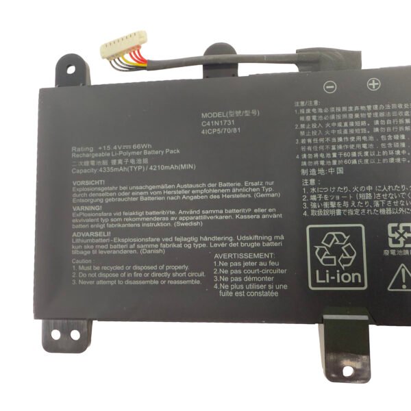C41N1731 Replacement Laptop Battery for Asus ROG Strix Scar II G715 G715G G715GV G715GW GL704 GL704G GL704GS GL704GM GL704GV GL704GW G715GV-EV043R G715GW-EV084T GL704GM-EV027T GL704GV-EV013T GL704GM-EV021T EV052T 15.4V 66Wh