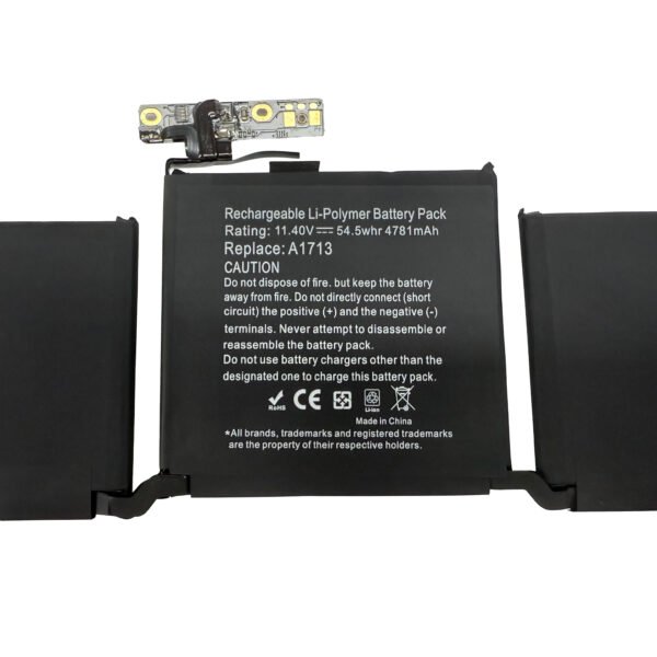A1713 Replacement Laptop Battery for MacBook Pro 13 Inch (Late 2016 Mid 2017 Mid 2019 2020) EMC 2978 3301 3456 3578 3164 020-00946 MacBookPro13,1 14,1  A2171 A2159 A2289 A2338 11.4V 54.5Wh